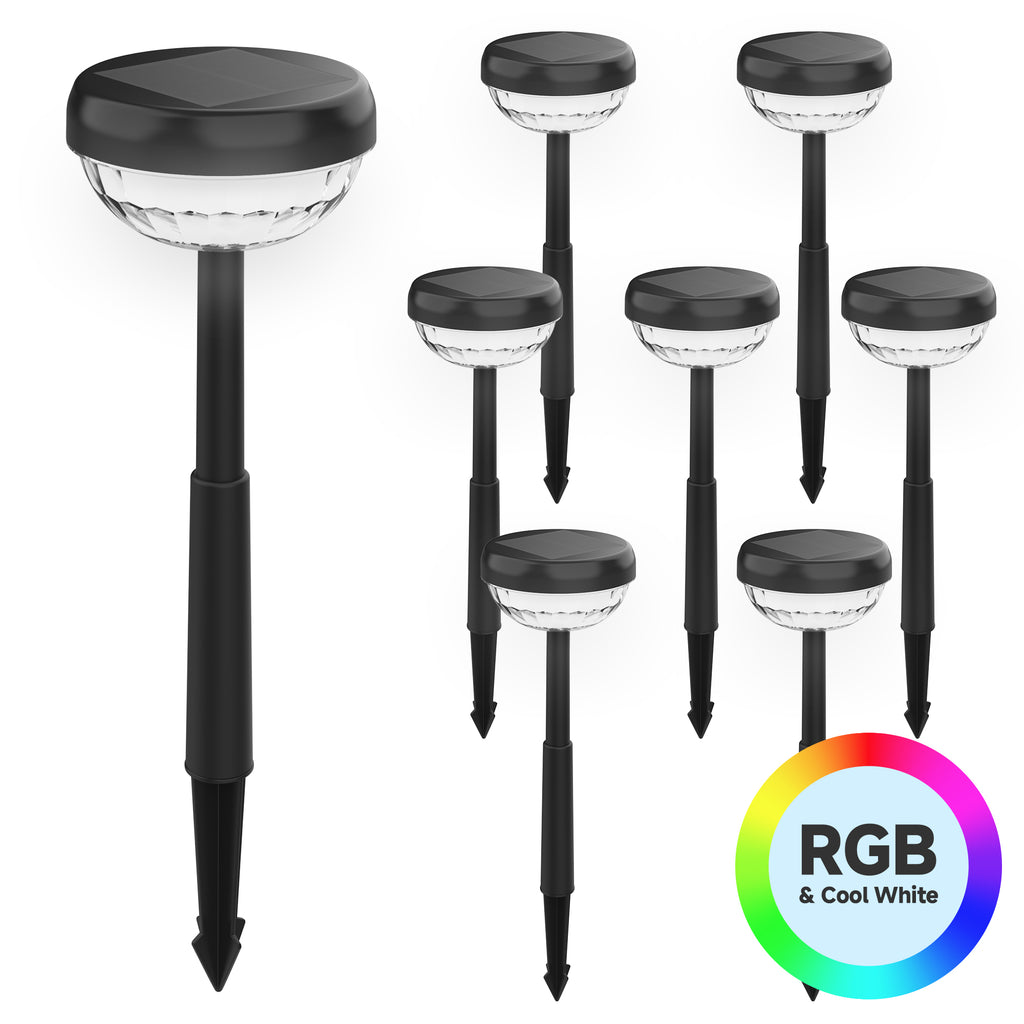 Solar Lights Outdoor, 6500K & RGB LED Solar Garden Lights