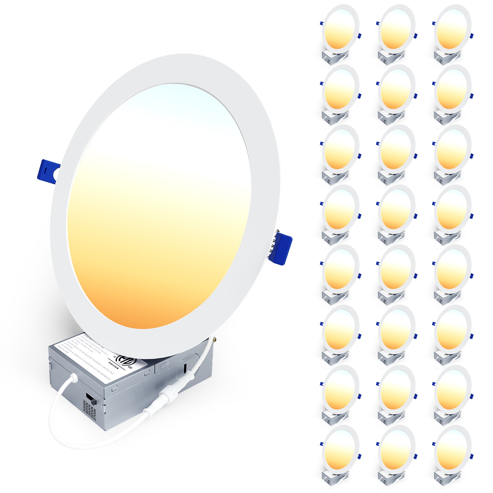 Ensenior 6/12/24/36 Pack 4-Inch LED Recessed Ceiling Light, Dimmable, 2700K-5000K 5CCT, High Brightness Dimmable Canless Wafer Downlight - ETL&FCC&IC