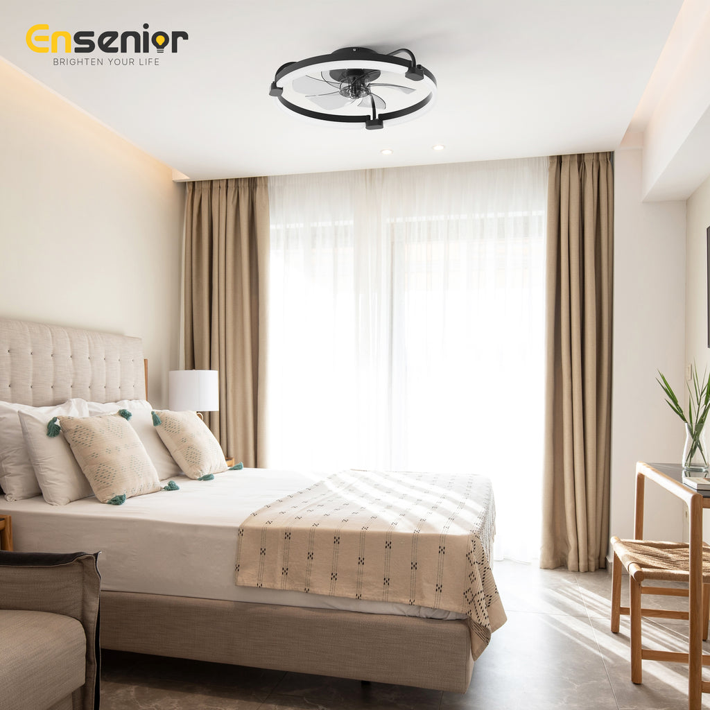 Ensenior 20'' Low Profile Ceiling Fans with Lights and Remote