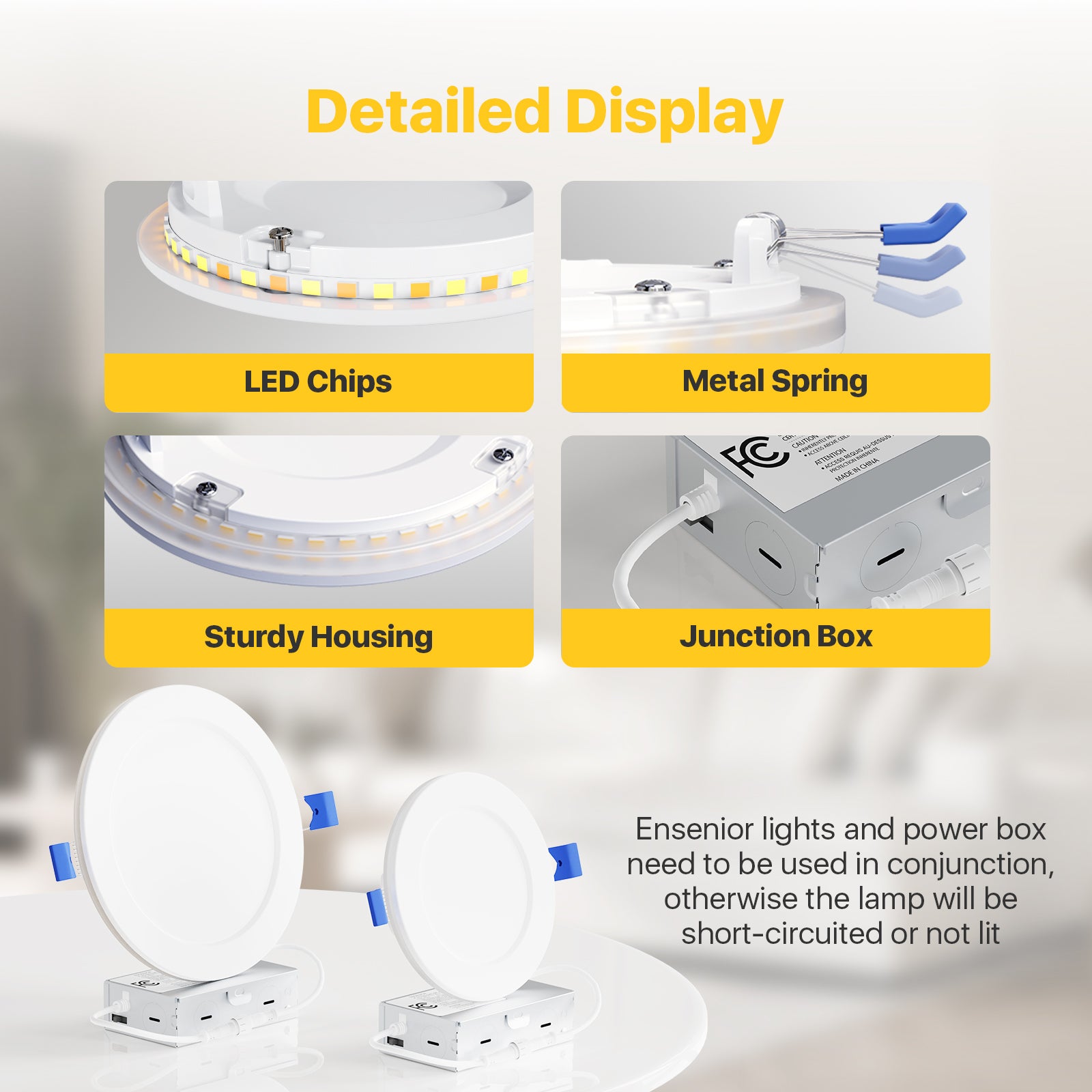 Ensenior 6/4 Inch LED Recessed Ceiling Light with Night Light